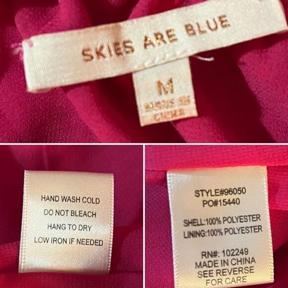 Skies Are Blue Casual Short Sleeve Smocked Sleeve Midi Dress Hot Pink M - Picture 9 of 10